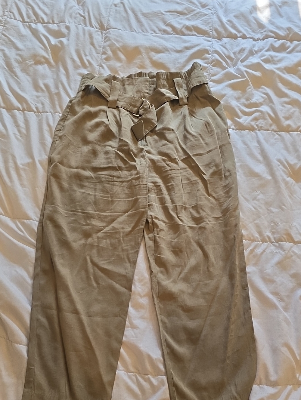 Zara XL Tan Paperbag Waist Pants